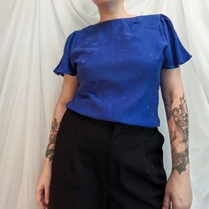 Blue silk vintage top
